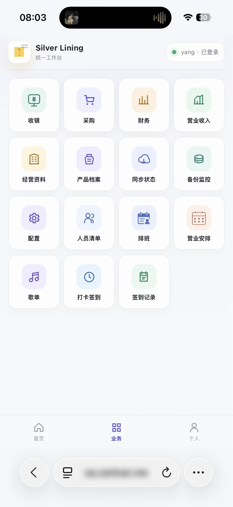 Silver Lining OA 手机端真实业务模块,地址信息已处理